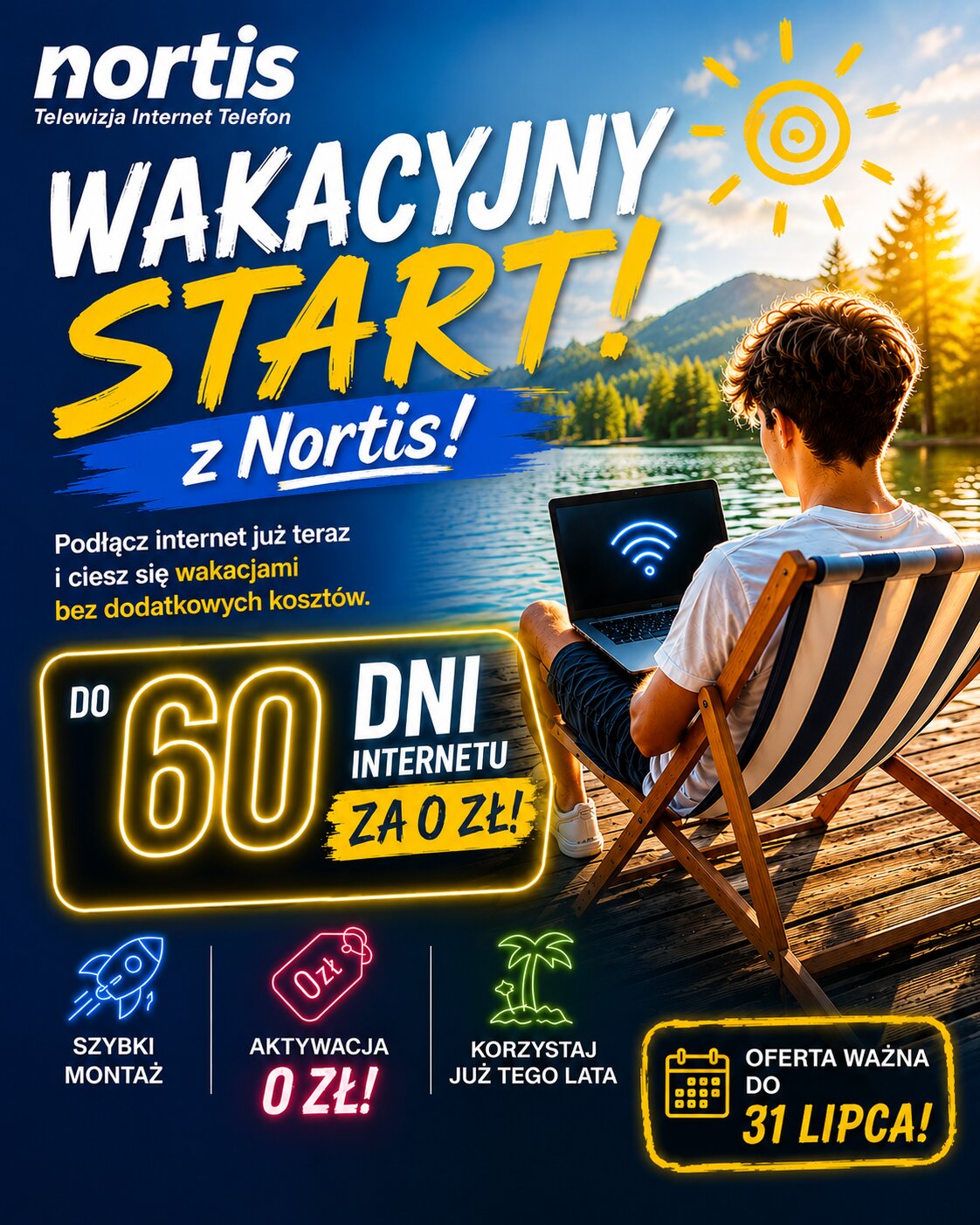 Wakacyjny Start z Nortis — do 60 dni internetu za 0 zł